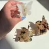 Заколка-краб для волосся Метелик білий перламутровий каучуковий 5 см